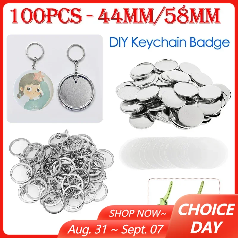 100 peças 44mm 58mm chaveiros  - Button Badge Blank avaliação e preço